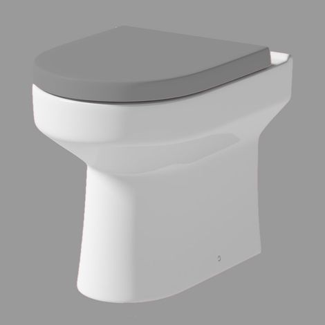 BTW Back To Wall Toilet Pan Round Modern White Gloss Ceramic (1/4)