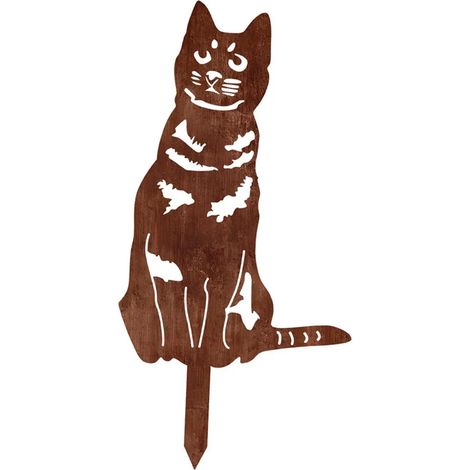 Panneau de jardin piquer avec une statue de chaton pelouse (1/5)