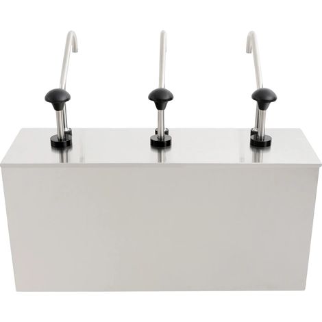 Pompa per salse a 3 teste, dispenser in acciaio inox, design rettangolare, argento (1/2)