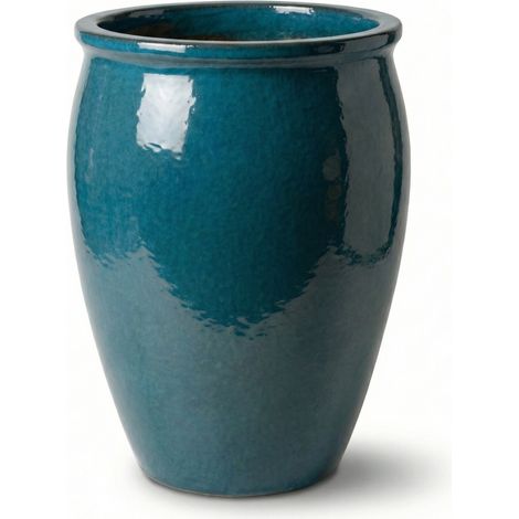Provencelia Pflanzkübel Bacchus Ø50 cm Höhe 68 cm frostbeständig, keramisch, handgefertigt, Azurblau (1/5)
