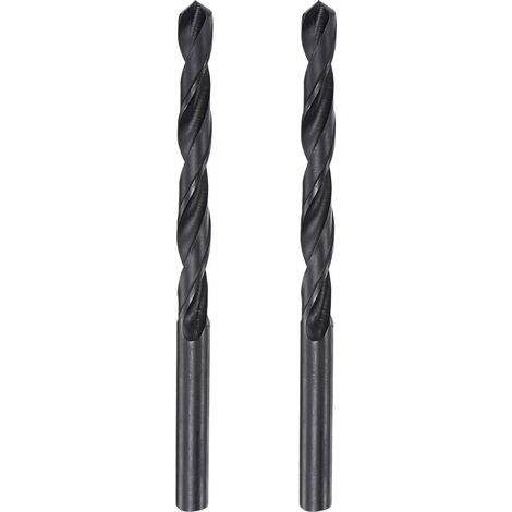 Lot de 2 forets hélicoïdaux à tige droite en acier rapide 6542, forets entièrement rectifiés en oxyde noir, 6,1 mm, diamètre du foret 93 mm, longueur totale (1/5)