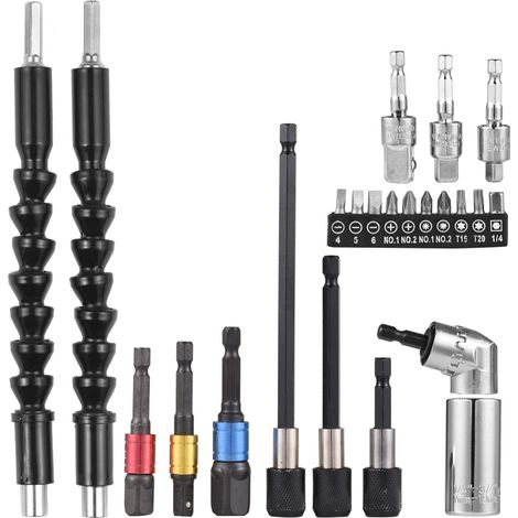 Kit de 23 pièces de barres d'extension pour clés à douilles, clé universelle hexagonale avec adaptateur 105° (1/5)