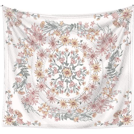 Tapisserie Murale - Mandala Fleuri - Décor Bois et Lumière - 120 x 180 cm - En Polyester Jacquard - 1 Pièce (1/5)