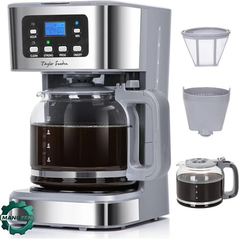 Manuzen - Cafetière filtre programmable 1,5 L – 12 tasses, 950 W (1/3)