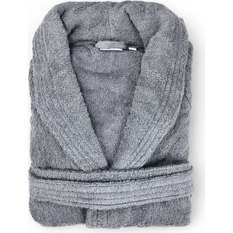 ACCAPPATOIO in Spugna a SCIALLE Senza Cappuccio Grigio in Puro Cotone Made in Italy XL