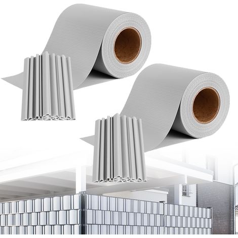 AUFUN PVC bandes d'intimité, film d'intimité de jardin, film de clôture, protection d'intimité, protection contre le vent, 35 m x 19 cm (gris clair)