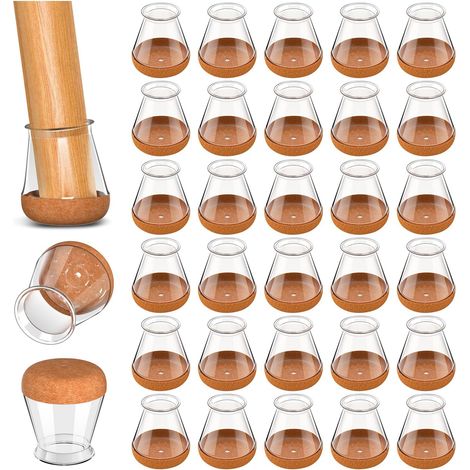 32-piece Chair Leg Protectors, Transparent Chair Leg Protectors, Round Silicone Chair Pads with Thickened Felt, Suitable for Hardwood Floors (Fit: 14-20mm) (1/5)