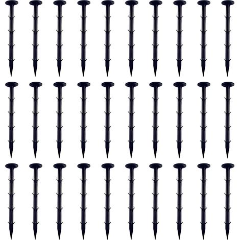 Piquet de jardinage et d'aménagement paysager en plastique noir de 11/16/20/25 cm - Piquets multifonctionnels pour bâches et toiles de paillage (1/5)