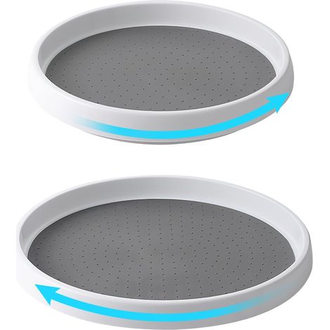 Lazy Susan Lot de 2 plateaux rotatifs pour réfrigérateur - Plateau tournant - Organiseur de cuisine robuste et antidérapant - Plateau tournant pour réfrigérateur, cuisine, salle de bain, commode (25 (1/5)