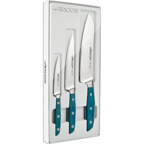 Arcos Set de 3 pièces de couteaux de cuisine de la série Brooklyn avec lame en acier inoxydable NITRUM®. (1/4)