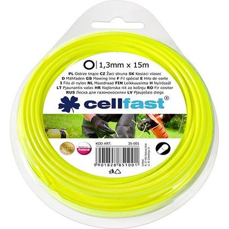 Fil Débroussailleuse Carré 1.3mm Fil De Coupe Carré Robuste De 1,3 Mm, 15 M - Cellfast (1/2)
