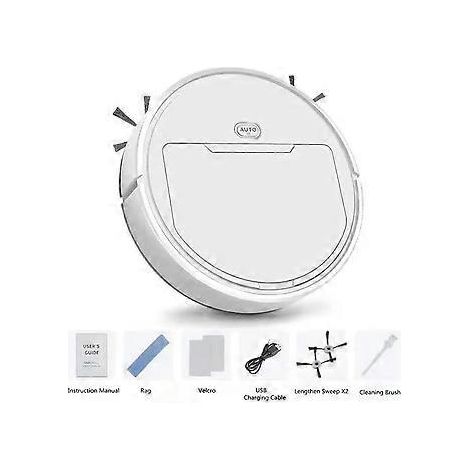 Aspirateur robot automatique 3 en 1, robot balai intelligent, aspirateur paresseux pour la maison, robot de nettoyage sans fil, blanc B (1/5)