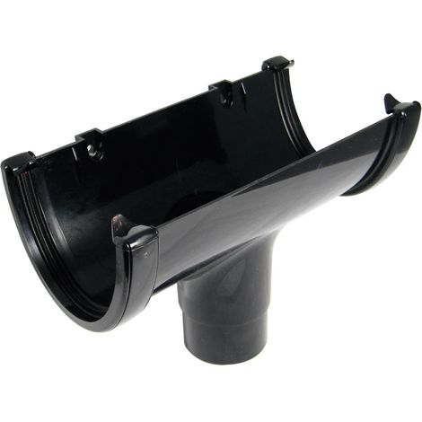 FloPlast Hi-Cap Running Outlet 68mm Black - uPVC Gutter Connector