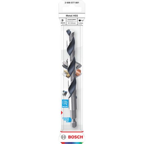 Bosch Metal-Spiralbohrer HSS, 9 x 81 x 125 mm, HEX 1/4 Schaft