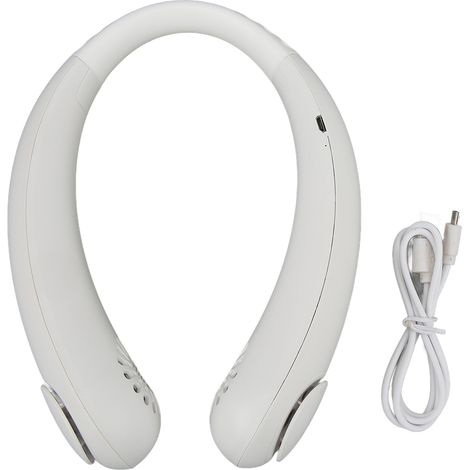 Leiser, klingenloser, tragbarer USB-Nackenventilator mit starkem, einstellbarem Luftstrom, weiß für heißes Wetter