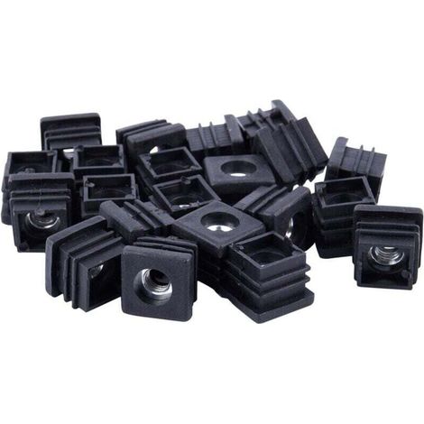 Tapones cuadrados de 20x20 mm para extremos de tuberías con rosca M8, insertos para tubos, 20 unidades, color negro - Crezuo
