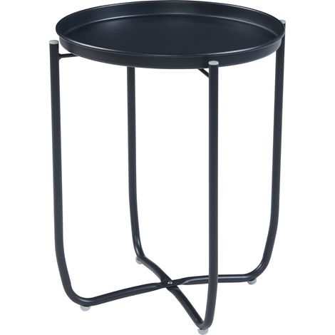 Tavolino da caffè con consolle laterale e piano in acciaio rimovibile 53 x 40 cm nero 030010762