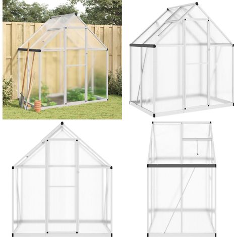 Serre avec cadre de base argent 169x114x195 cm aluminium - Serre De Jardin - Serre Portable - Serre En Polycarbonate - Abri Jardin - Protection Plante - Home & Living