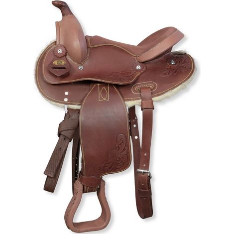 11", Marrone: Sella western pony modello Wyoming in cuoio liscio (1/5)