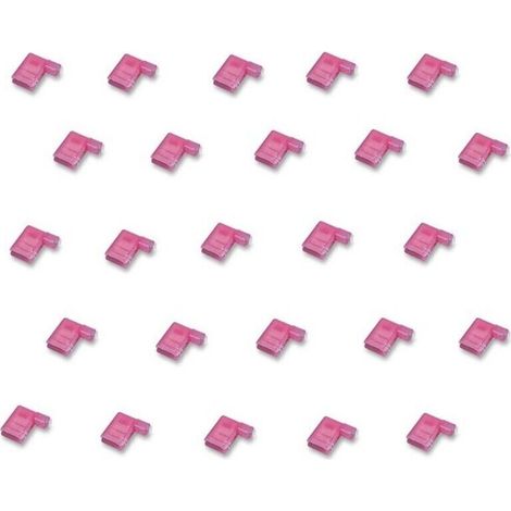 Cosses électriques isolées à sertir drapeau rouges – 6.3 mm – Capacité jusqu'à 1.5 mm² – Sachet de 25 unités