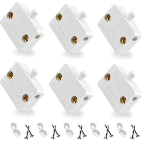 Automatique Pour Interrupteur D'Éclairage Porte Placard Contact Momentané Interrupteurs 6Pièce Cupboard Doors Commutateur D'Armoire Blanc (1/5)