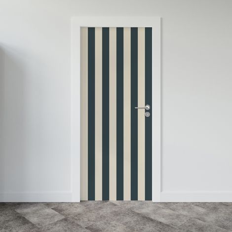 Sticker porte, rayures Noir et Beige, bande noir beige, 204 cm X 83 cm (1/5)