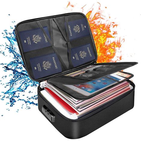 Caja Fuerte Resistente Al Fuego - Organizador De Documentos Con Cerradura De Código - 36x27x10 Cm - 1 Unidad (1/5)