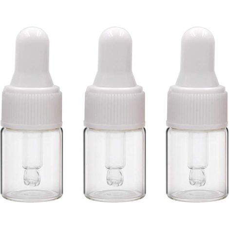 Set di 3 flaconi contagocce vuoti in vetro trasparente, flaconi per oli essenziali, flaconi per campioni ricaricabili con pipetta in vetro da 3 ml