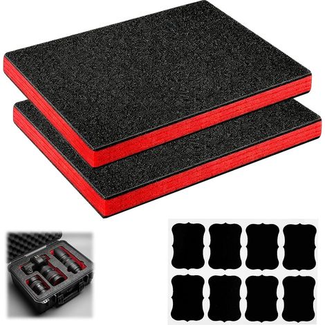 2 Pièces insert mousse boîte à outils 40 x 30 x 2,5 cm, mousse pour boîte à outils, plaque de à découper, de calage avec 8 étiquettes (1/5)