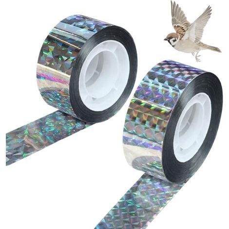 Rollen 2,4 cm x 80 m reflektierendes Vogelabwehrband für Tauben auf Balkonen und in Gärten, Lichtreflexion hält Vögel fern, flexibel einsetzbar an Geländern, Dächern und Obstbäumen (1/5)