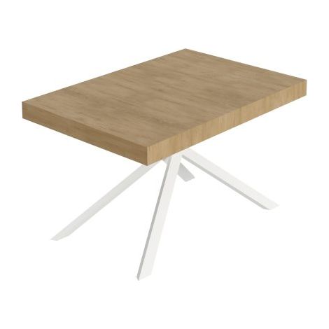Tavolo Allungabile 120-380x90x74 cm Niket Quercia Natura Gambe Bianche (1/5)