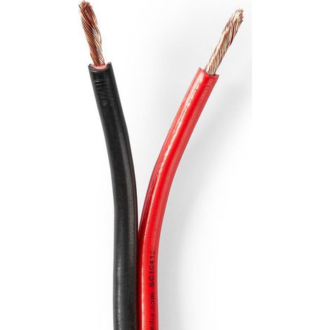 Cable de altavoz 2x 250 mm cca 1000 m redondo pvc negro rojo brida