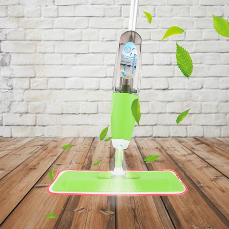 Aqrau Balai Lave Sol avec Vaporisateur Intégré - Convient pour toutes surfaces Vert - Vert
