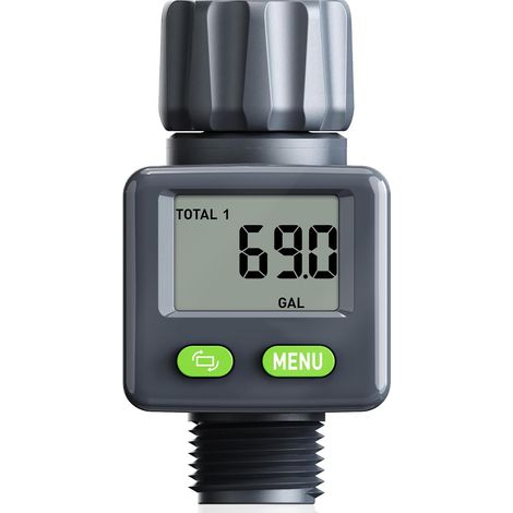 Praktischer Wasserzähler für den Garten – 4 Verbrauchssteuerungsmodi, um 180° drehbarer digitaler Durchflussmesser für Wasserhahn/Gerät (1/5)