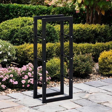 Porte-bûches en métal noir 40 x 25 x 100 cm pour intérieur et (1/5)