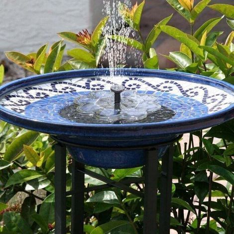 Fontaine solaire de jardin – Fonctionnement à l'énergie solaire – Activation automatique en 3 secondes – 4 buses de remplacement (1/4)
