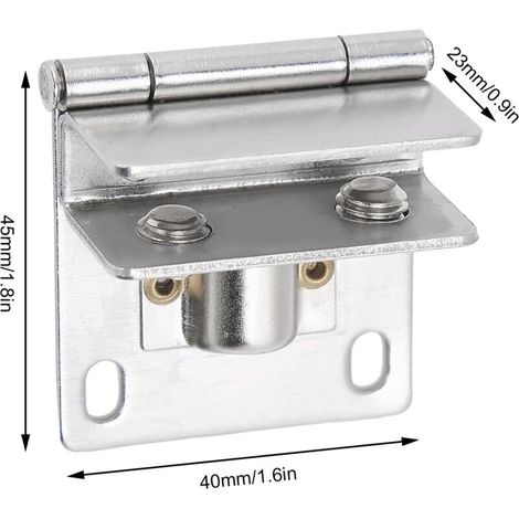 Pivot pour porte vitrée en acier inoxydable, fixation clip sans perforation S, pour vitrine/cabinet (1x pivot + 2x joint, 40x45x23mm)