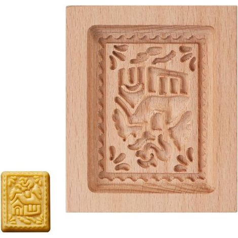 Tampon à biscuits en bois gravé, emporte-pièce carré motif igloo, moule à pâtisserie pour biscuits, pour cuisine et pâtisserie, couleur bois (1/5)