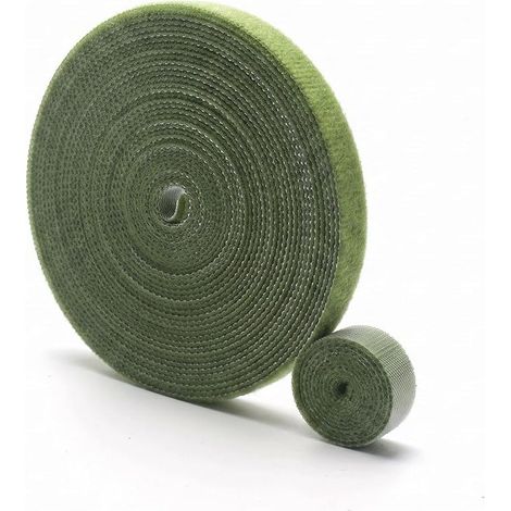 Reusable green plant tape 10mm x 25m Garden Ties Flexible, residue-free, adjustable hook and loop tape that won't damage stems Suitable for climbing tomatoes in gardens and greenhouses (1/5)