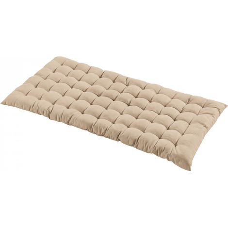 Matelas de sol capitonné, coussin - 60 x 120 x 10 cm - Coton - Beige - Vivezen (1/5)