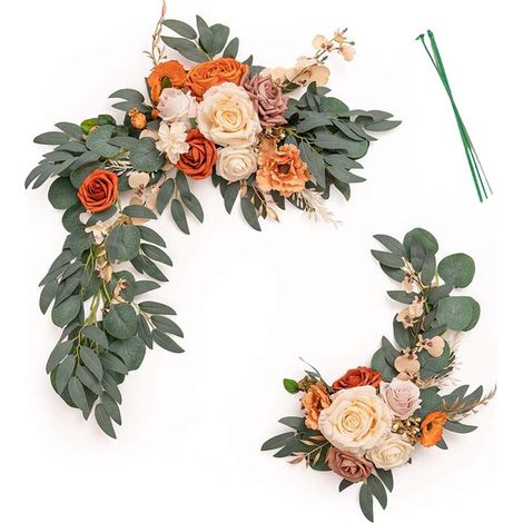 2 guirlandes de fleurs artificielles orange pour arche de bienvenue de mariage, décoration florale, fond de réception (1/4)