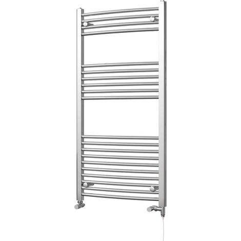 Zennor - Chrome Dual Fuel Towel Rail H1200mm x W600mm Standard - Curved (1/3)