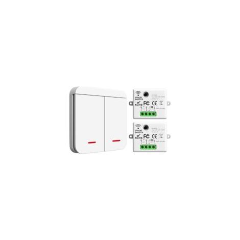 Kit d'interrupteurs sans fil, 433 MHz, 2 200 W/10 A, 1 interrupteur RF et 2 récepteurs, interrupteur d'éclairage, interrupteur sans fil intelligent pour intérieur (30 à 50 m)