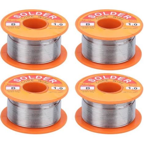 Qiilu soudure d\'étain 4pcs fil de noyau de soudure étain flux soudure soudure haute pureté bobine sans nettoyage 50g 1mm (1/4)