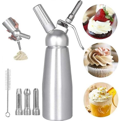 Distributeur de crème fouettée professionnel – Récipient à crème fouettée en aluminium durable – Idéal pour monter la crème fouettée, compatible lave-vaisselle (1/5)