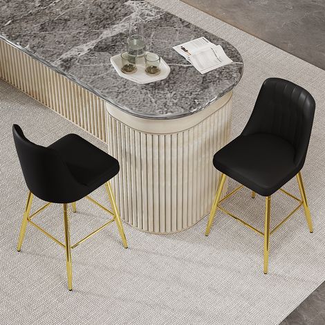 Lot de 2 tabourets de bar 100 cm hauteur,cuir PU noir cadre métal doré avec repose-pieds,idéal bar à domicile.