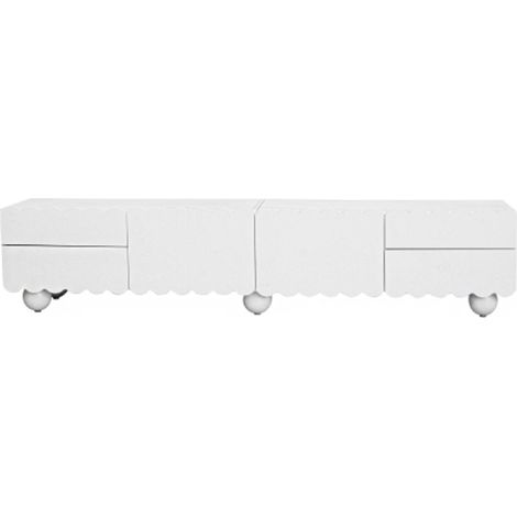Moderner weiß TV-Schrank, TV-Ständer, TV-Paneel, niedrigerer TV-Ständer. Einzigartiges Design. 175 x 38 x 37 cm (L x B x H) (1/3)