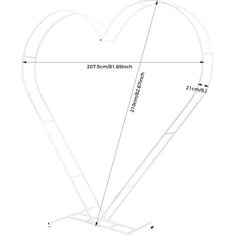 Hochzeitsbogenständer, Herzform, langlebige Stahlkonstruktion, WEISS, M (1/2)
