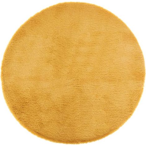 Tapis Rond Imitation Fourrure "Doucea" 80cm Ocre (1/3)