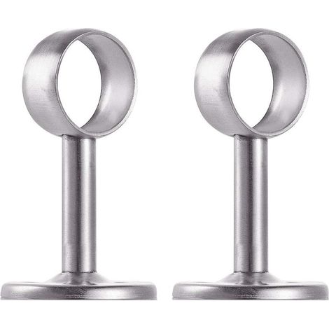 Lot de 2 supports avec tube pour penderie en acier inoxydable, Dia 32mm (1/4)